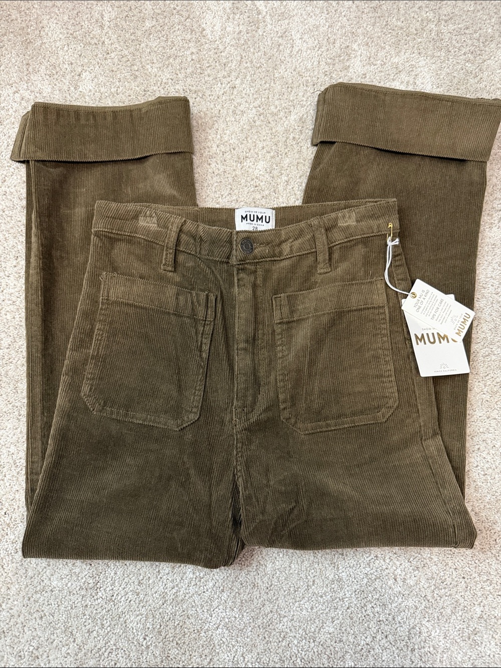 Women's Show me your MUMU Olive Corduroy Pants with cuffs